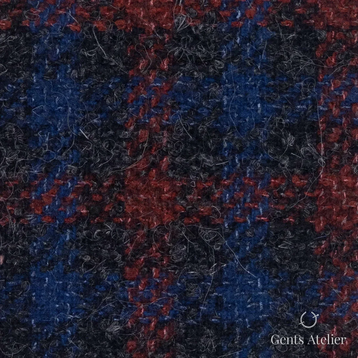 Костюмная ткань Marzoni 665 - 102 / 1500 — Красный / Угольный, в клетку, 61% шерсть / 16% Mohair / 14% Silk / 9% Cashmere