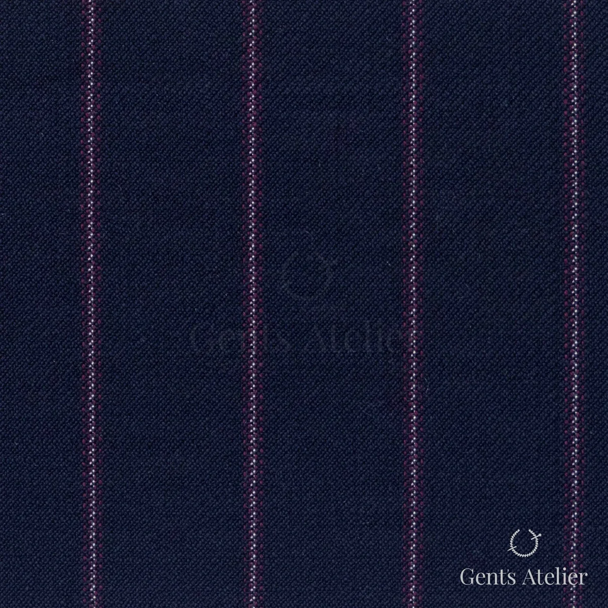 Костюмная ткань Marzoni 607 - 874 / 1000 — Тёмно-синий / Розовый, в полоску, 100% шерсть