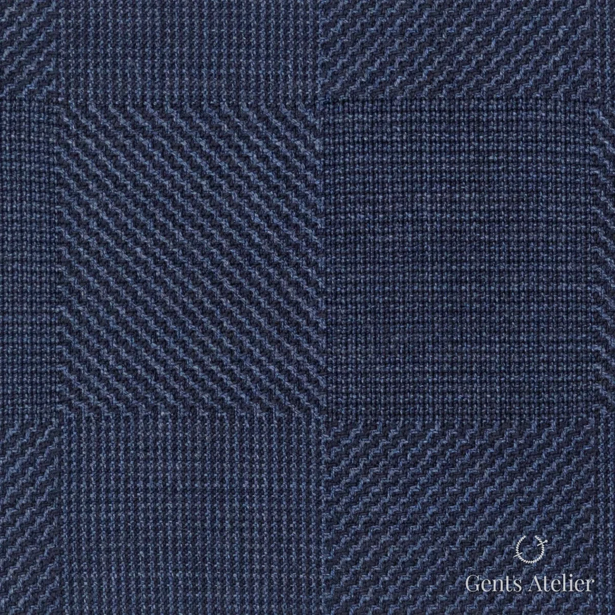 Костюмная ткань Marzoni 609 - 406 / 1000 — Синий, ёлочка, 100% шерсть