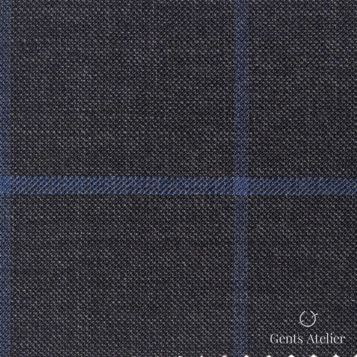 Костюмная ткань Marzoni 609 - 481 / 900 — Тёмно-серый / Голубой, виндоупейн, 100% шерсть