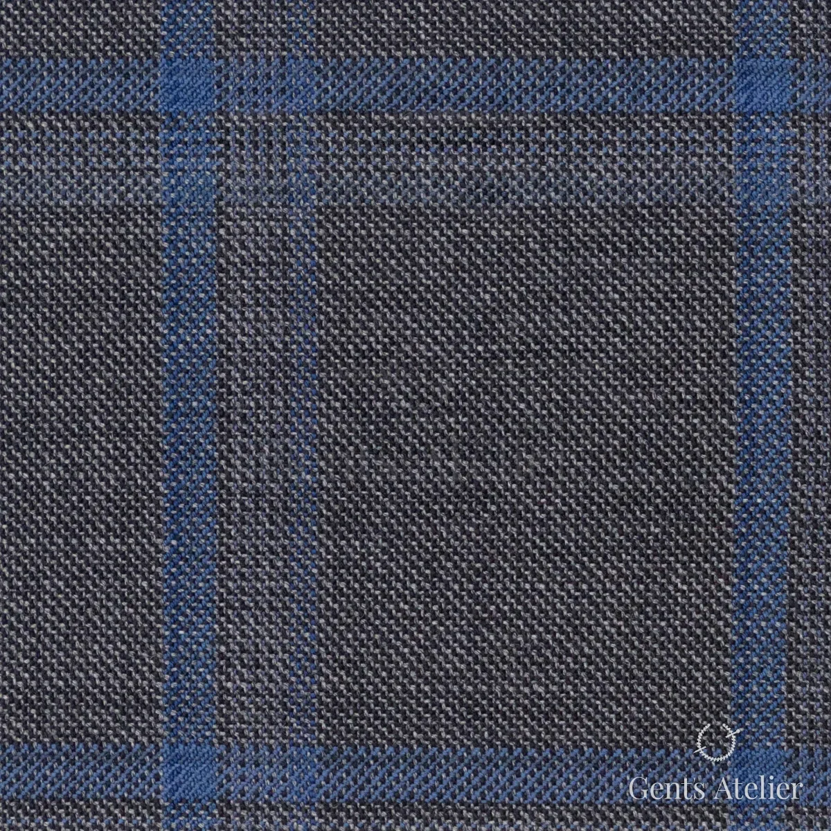 Костюмная ткань Marzoni 609 - 776 / 1000 — Серый / Синий, в клетку, 100% шерсть