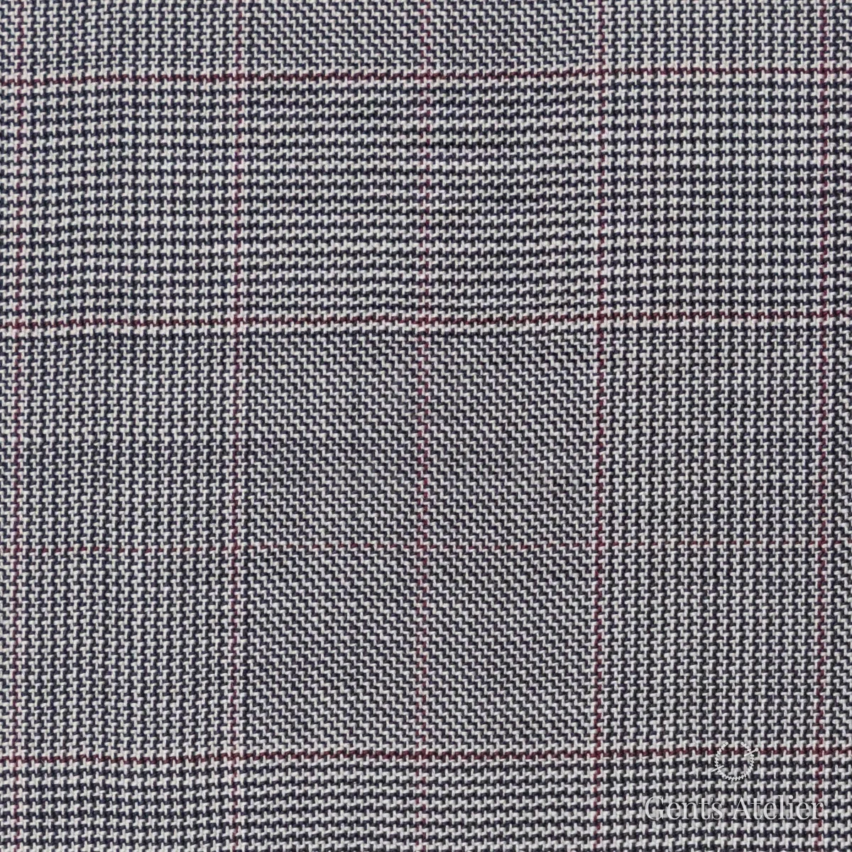 Костюмная ткань Marzoni 609 - 827 / 1000 — Светло-серый / Бордовый, гусиная лапка, 100% шерсть