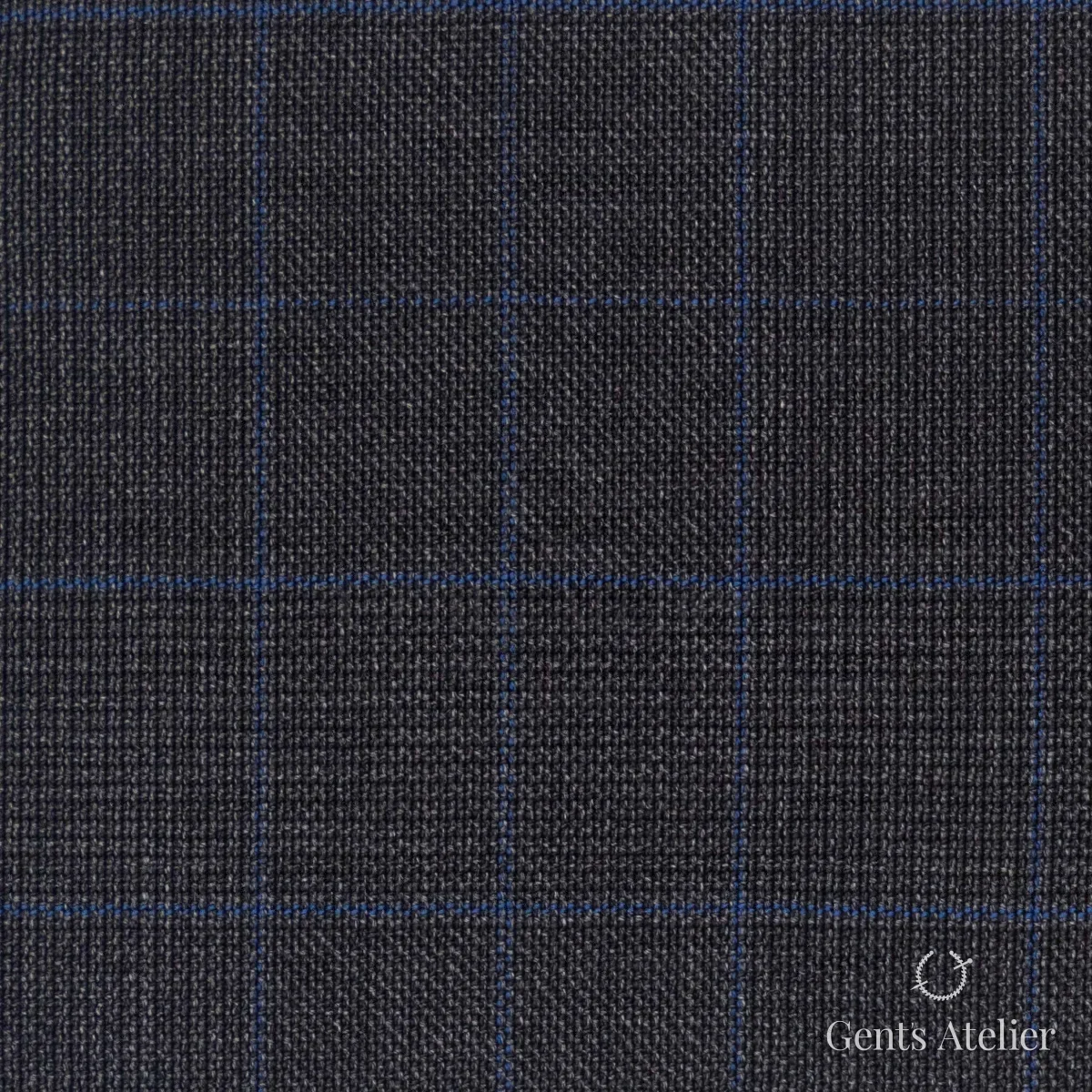 Костюмная ткань Marzoni 609 - 828 / 1000 — Тёмно-серый / Синий, виндоупейн, 100% шерсть