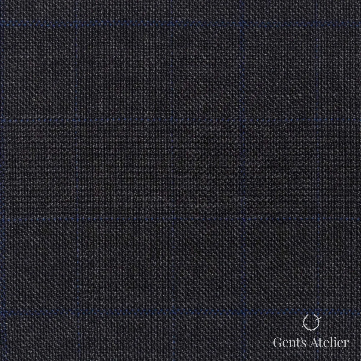 Костюмная ткань Marzoni 609 - 858 / 1000 — Тёмно-серый / Синий, виндоупейн, 100% шерсть