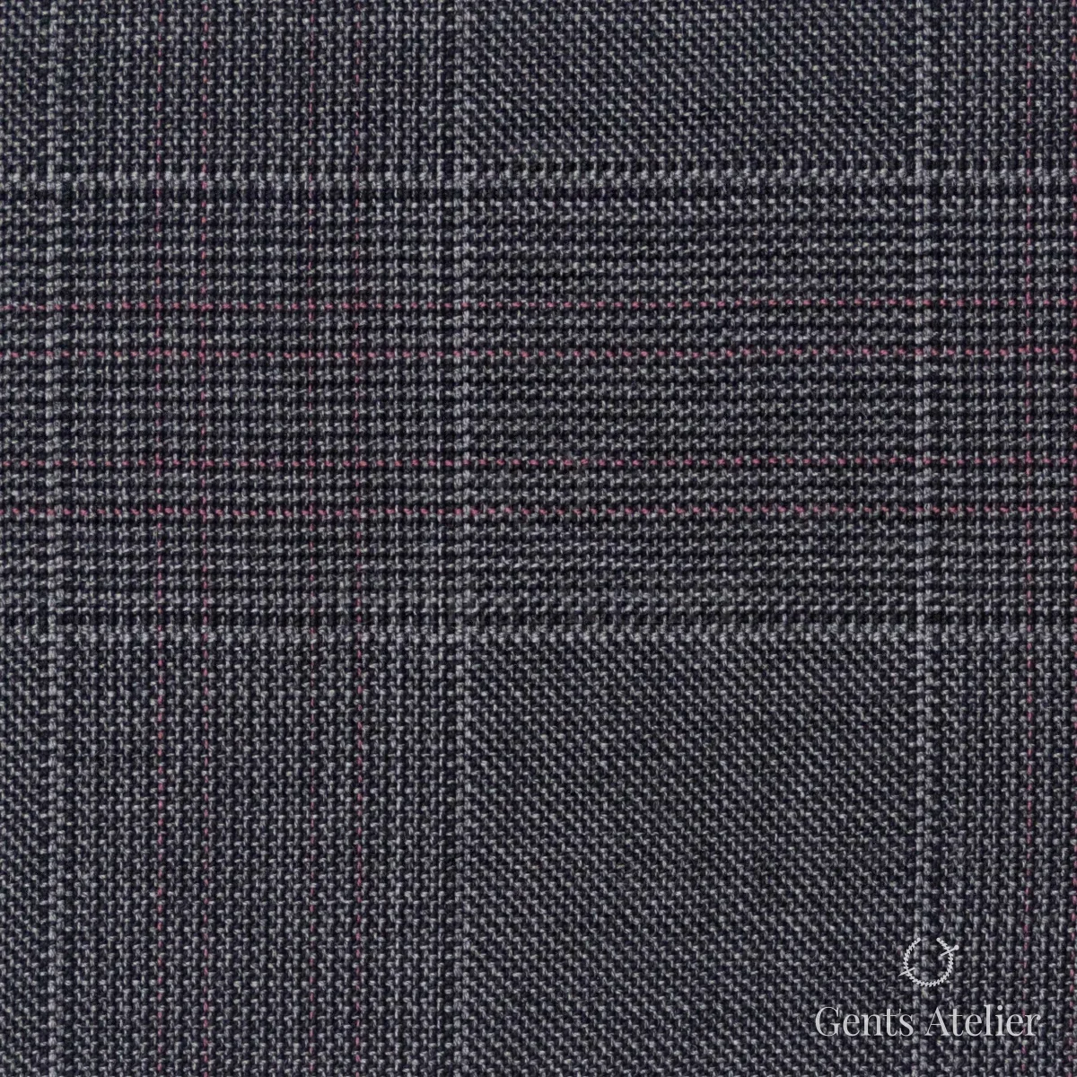 Костюмная ткань Marzoni 609 - 870 / 1000 — Серый / Розовый, виндоупейн, 100% шерсть