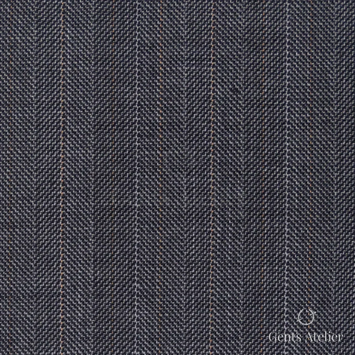 Костюмная ткань Marzoni 609 - 873 / 1000 — Серый / Оранжевый, ёлочка, 100% шерсть