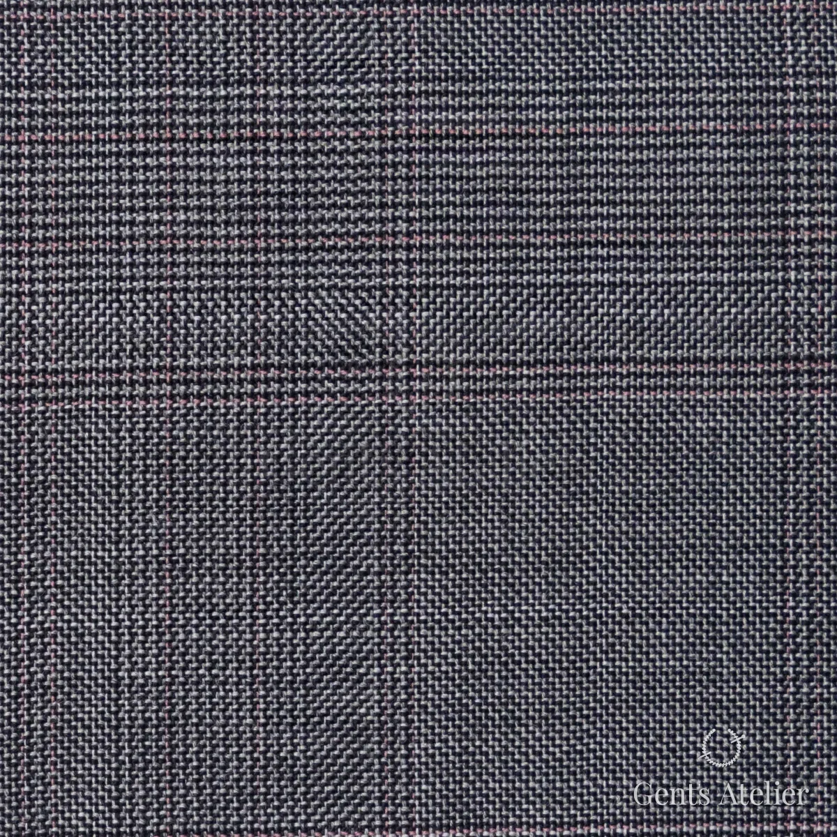 Костюмная ткань Marzoni 609 - 876 / 1000 — Серый / Розовый, гусиная лапка, 100% шерсть