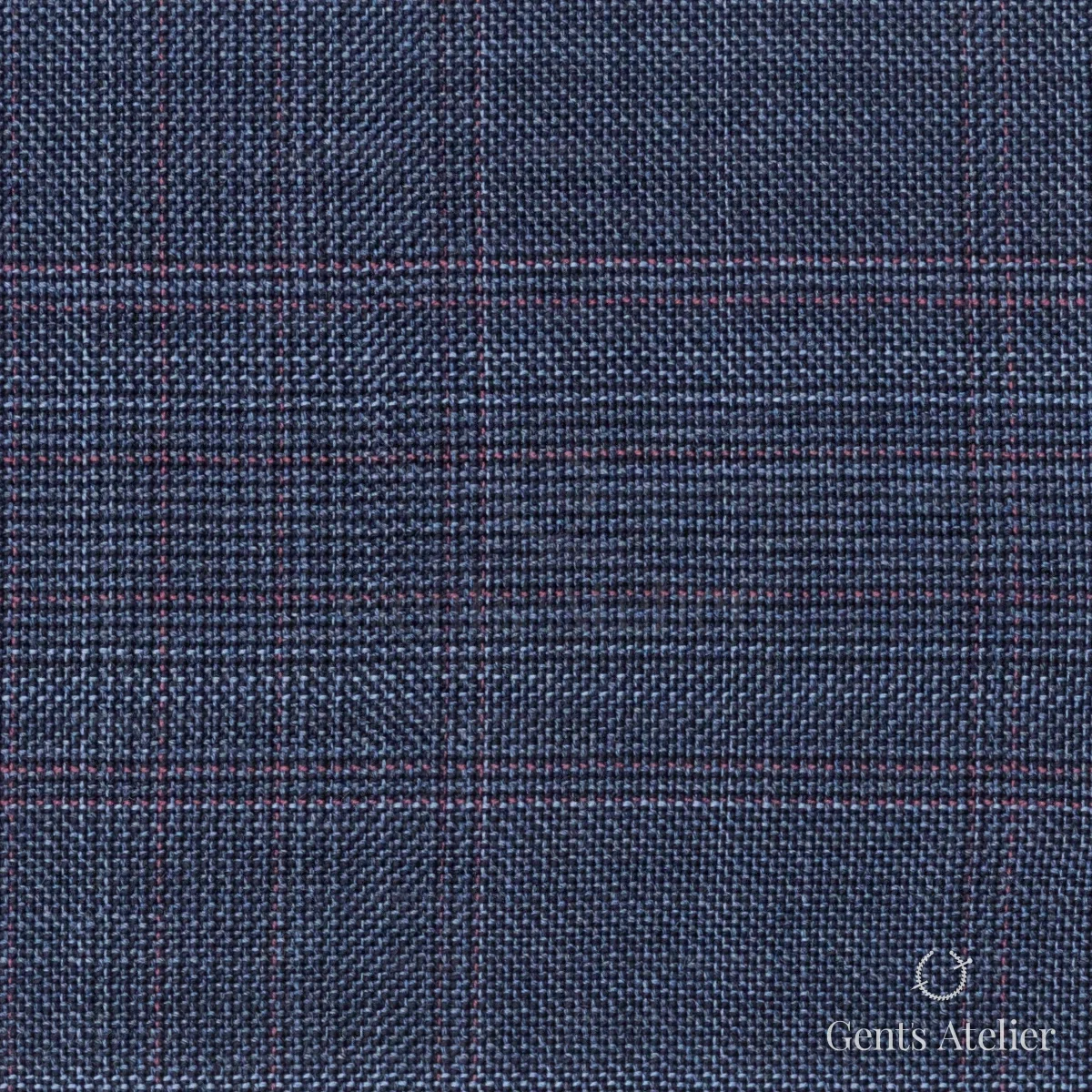 Костюмная ткань Marzoni 609 - 878 / 1000 — Синий / Розовый, виндоупейн, 100% шерсть