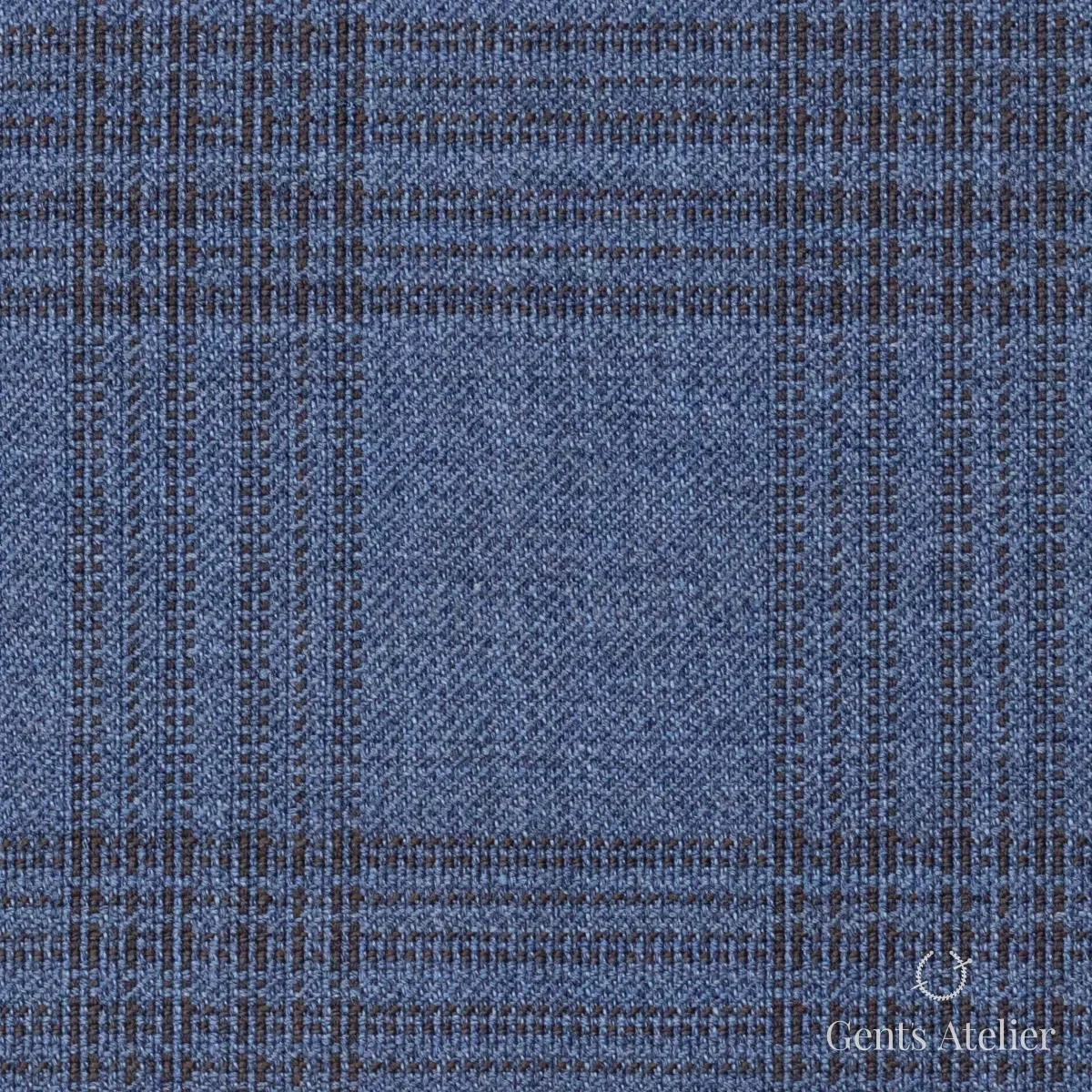Костюмная ткань Marzoni 609 - 881 / 1000 — Голубой / Коричневый, виндоупейн, 100% шерсть