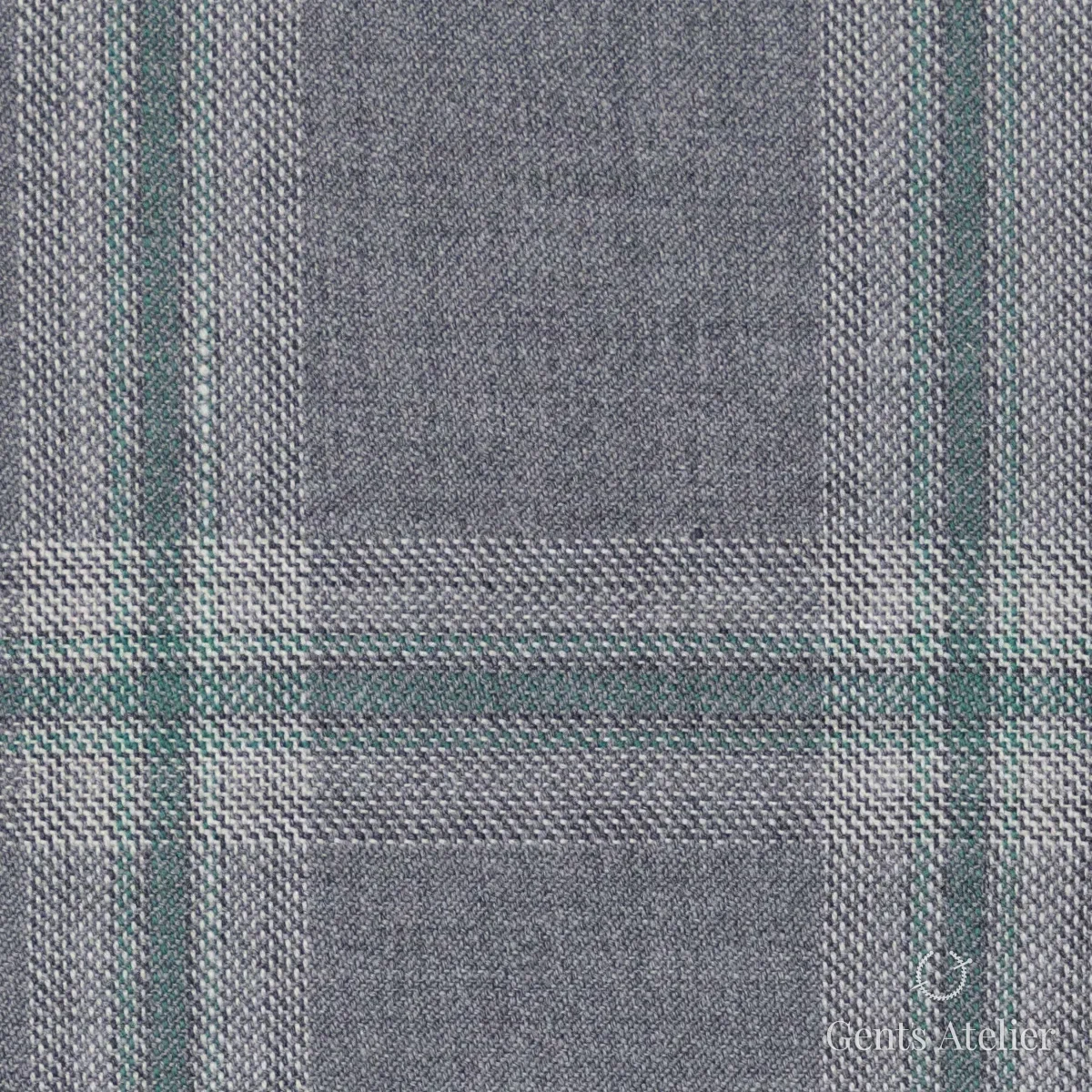 Костюмная ткань Marzoni 651 - 710 / 1200 — Серый / Зелёный, виндоупейн, 100% шерсть
