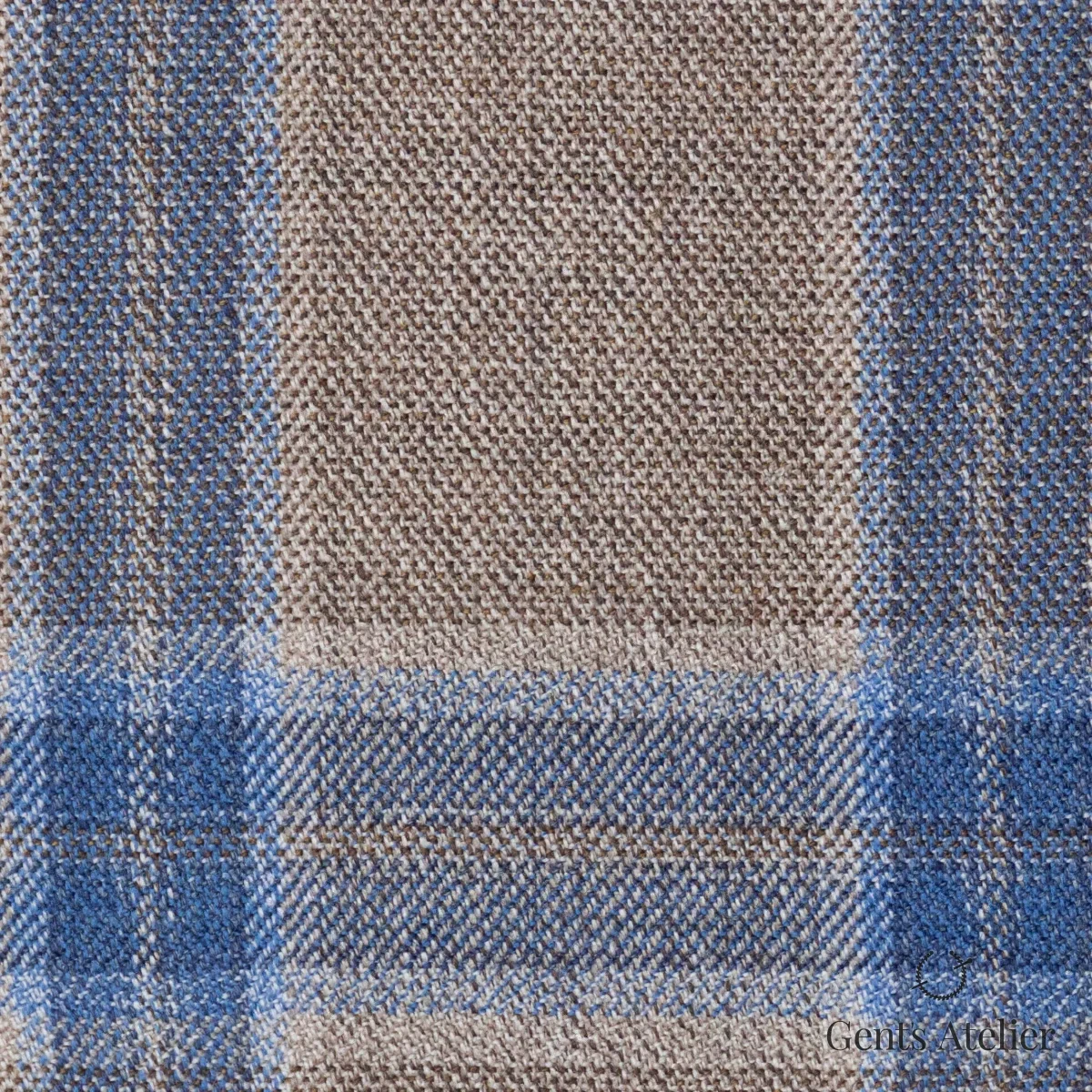 Костюмная ткань Marzoni 651 - 841 / 1200 — Бежевый / Синий, виндоупейн, 100% шерсть