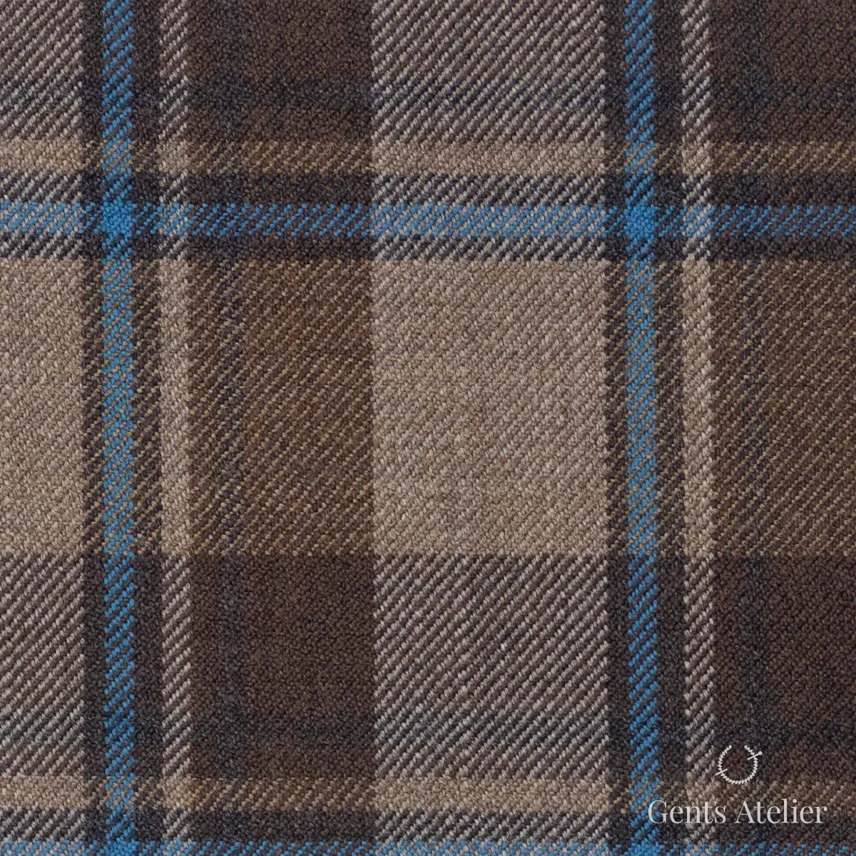 Костюмная ткань Marzoni 655 - 505 / 1200 — Коричневый / Синий, виндоупейн, 100% шерсть