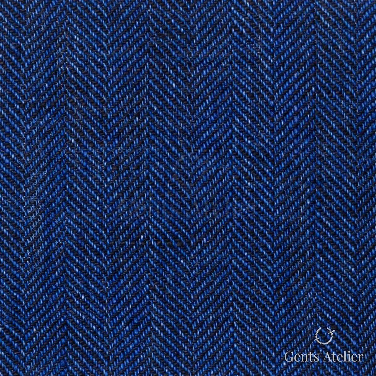 Костюмная ткань Marzoni 605 - 750 / 800 — Синий, ёлочка, 100% Linen