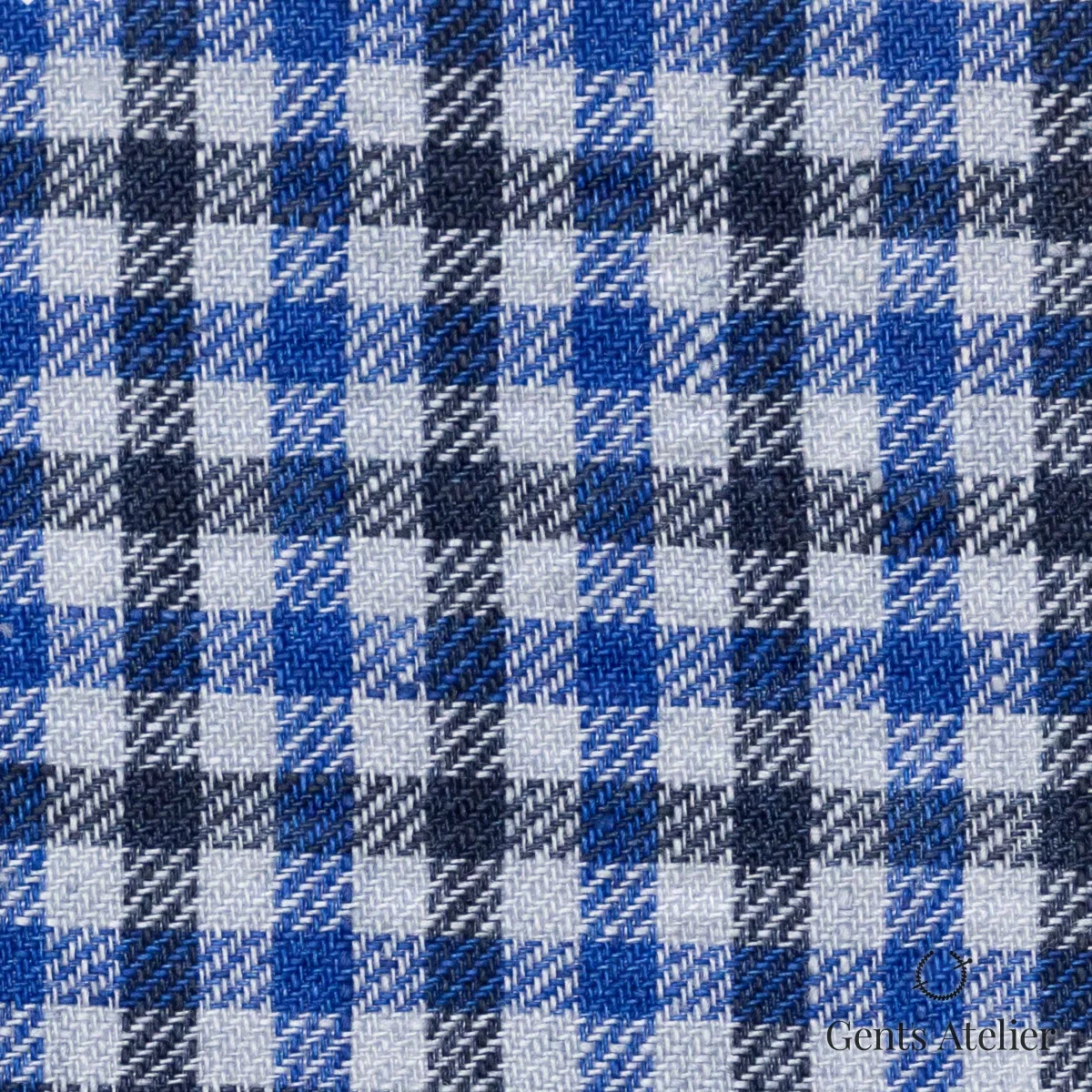 Костюмная ткань Marzoni 605 - 792 / 800 — Синий / Серый, в клетку, 100% Linen