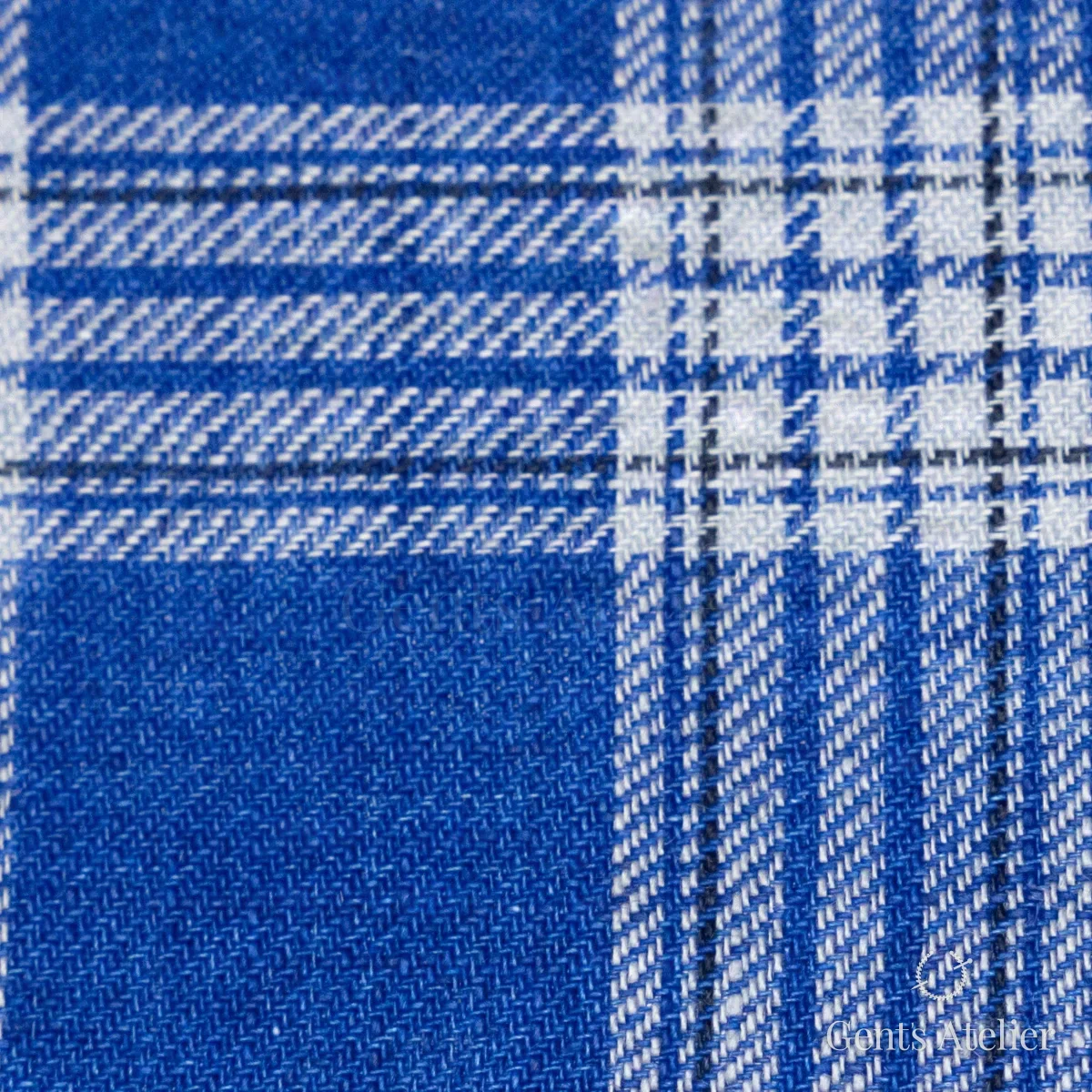 Костюмная ткань Marzoni 605 - 793 / 800 — Синий / Серый, в клетку, 100% Linen