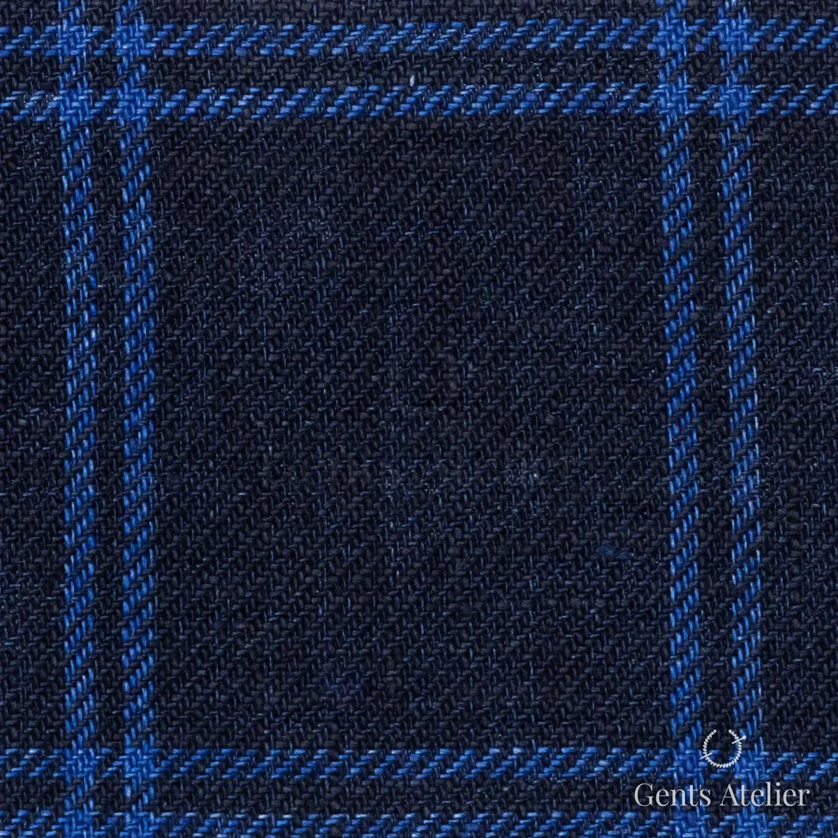 Костюмная ткань Marzoni 613 - 552 / 800 — Тёмно-синий, виндоупейн, 100% Linen