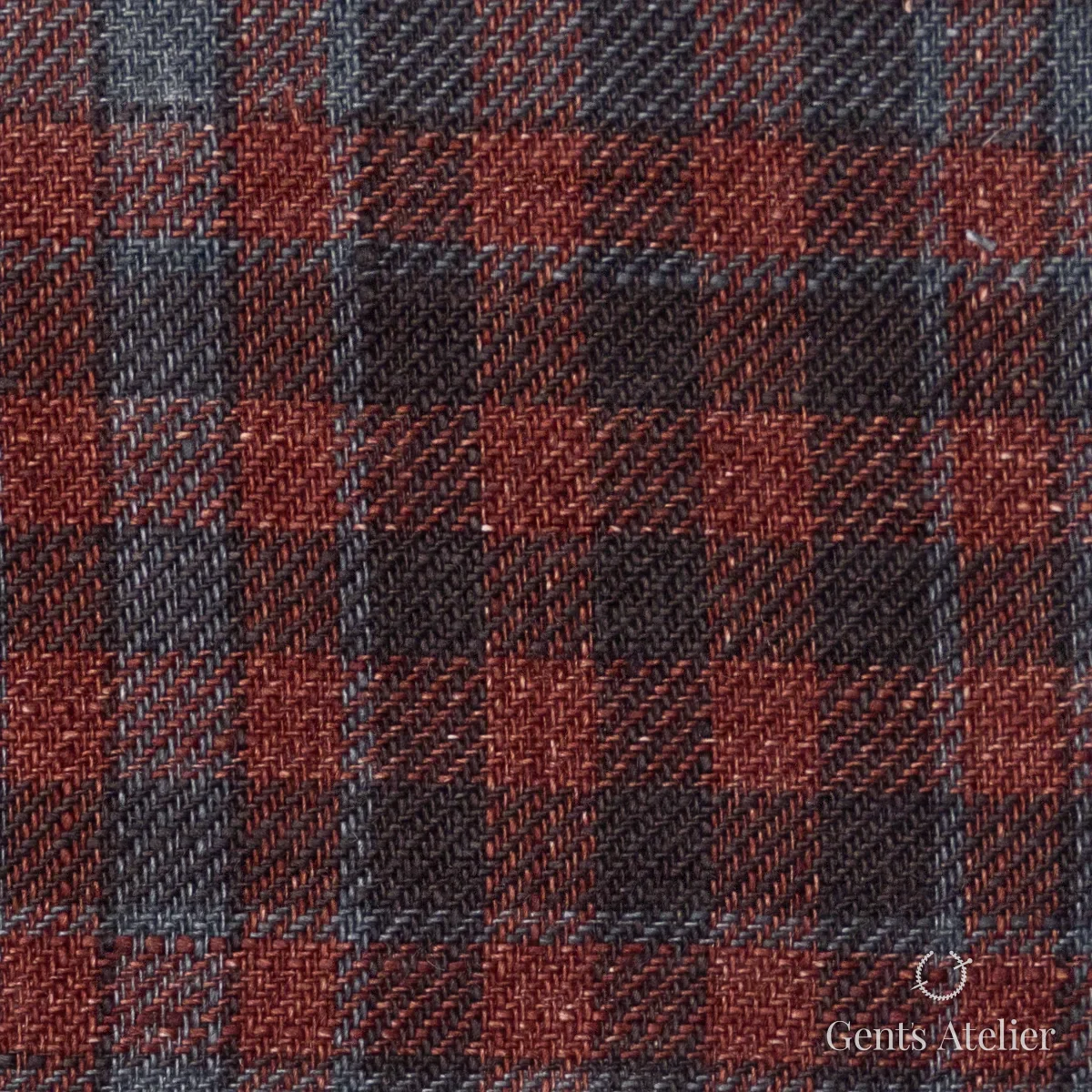 Костюмная ткань Marzoni 613 - 555 / 800 — Красный / Голубой, в клетку, 100% Linen