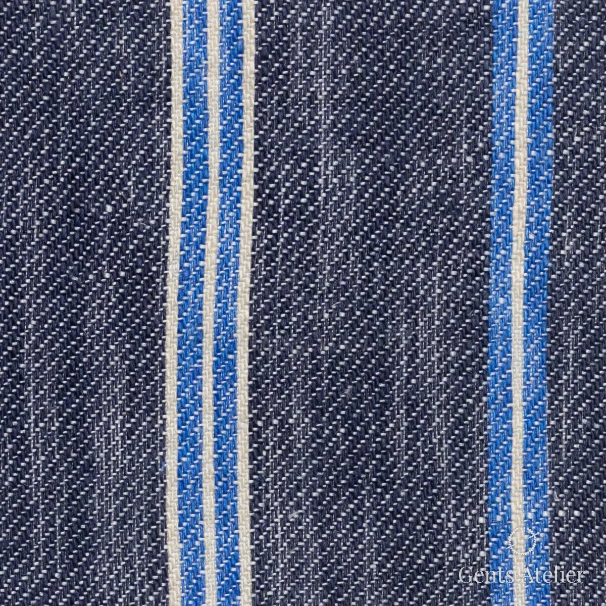 Костюмная ткань Marzoni 613 - 575 / 900 — Деним / Синий, в полоску, 100% Linen