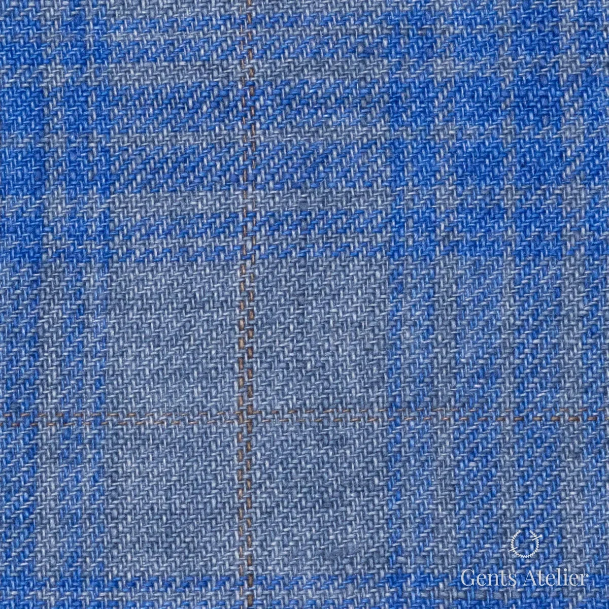 Костюмная ткань Marzoni 613 - 580 / 900 — Синий / Бежевый, виндоупейн, 100% Linen