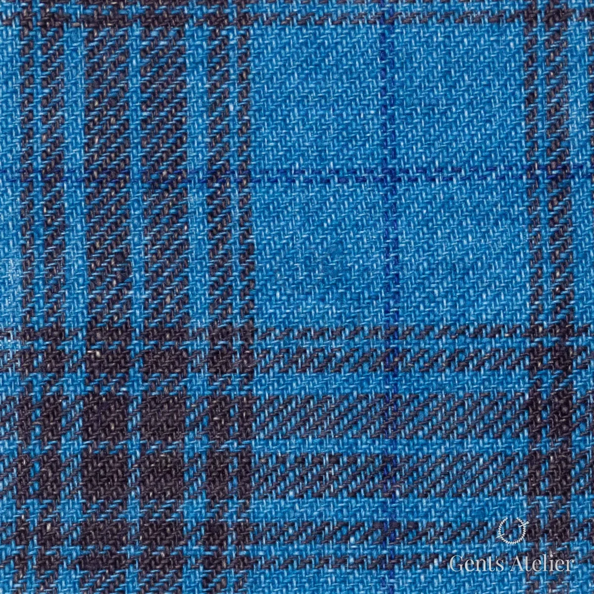 Костюмная ткань Marzoni 613 - 582 / 900 — Бирюзовый / Коричневый, виндоупейн, 100% Linen