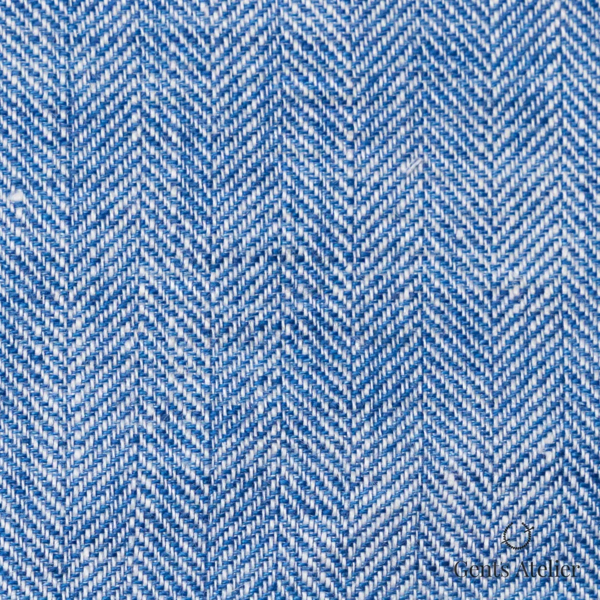 Костюмная ткань Marzoni 613 - 589 / 900 — Голубой / Белый, ёлочка, 100% Linen
