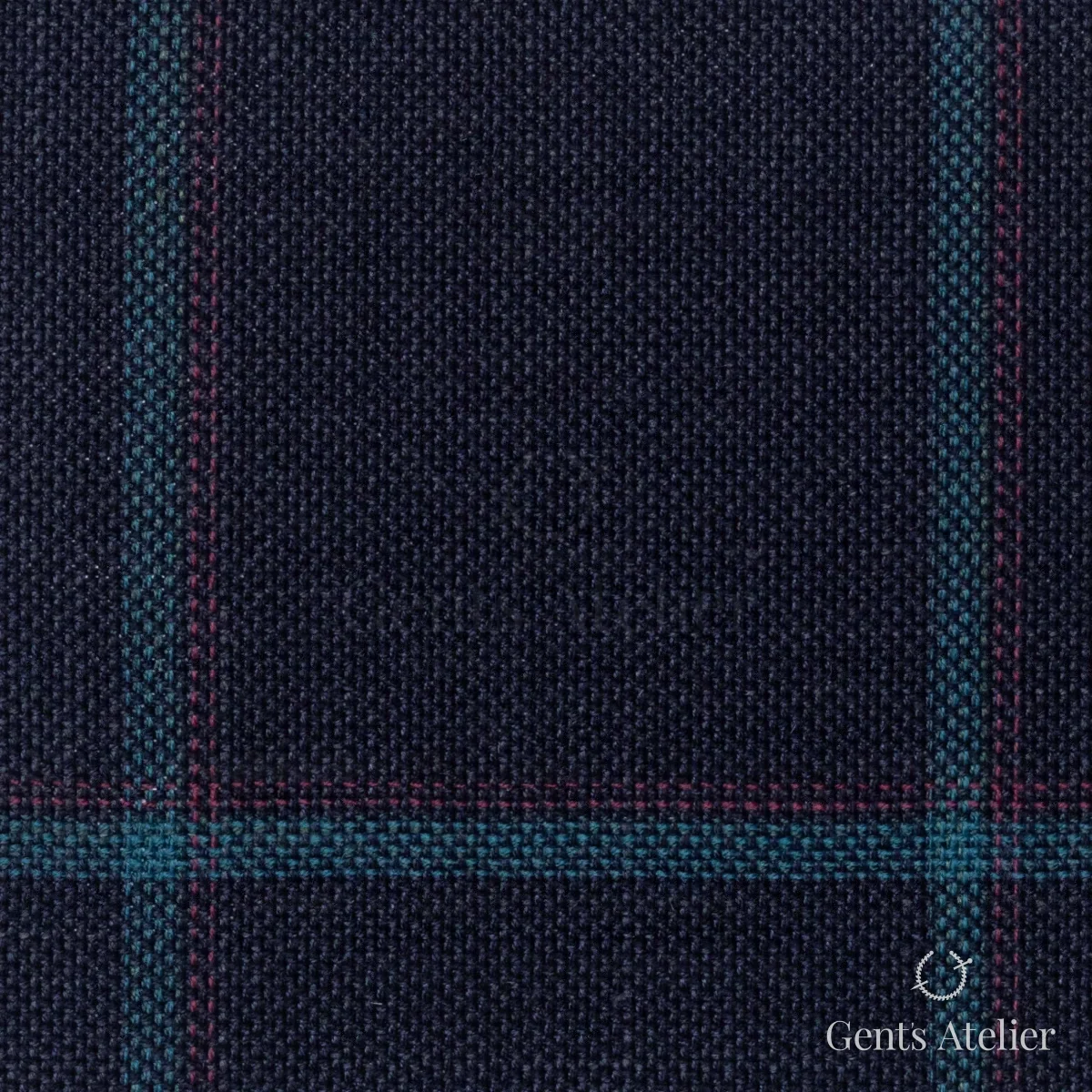 Костюмная ткань Marzoni 655 - 539 / 1200 — Тёмно-синий / Зелёный, виндоупейн, 50% шерсть / 38% Silk / 12% Linen