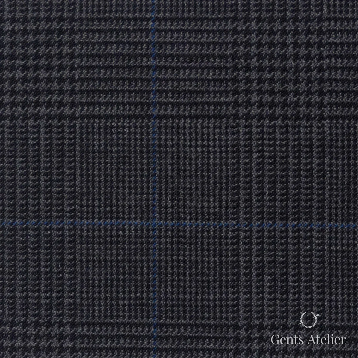 Костюмная ткань Marzoni 609 - 831 / 1000 — Угольно-серый / Синий, виндоупейн, 100% шерсть