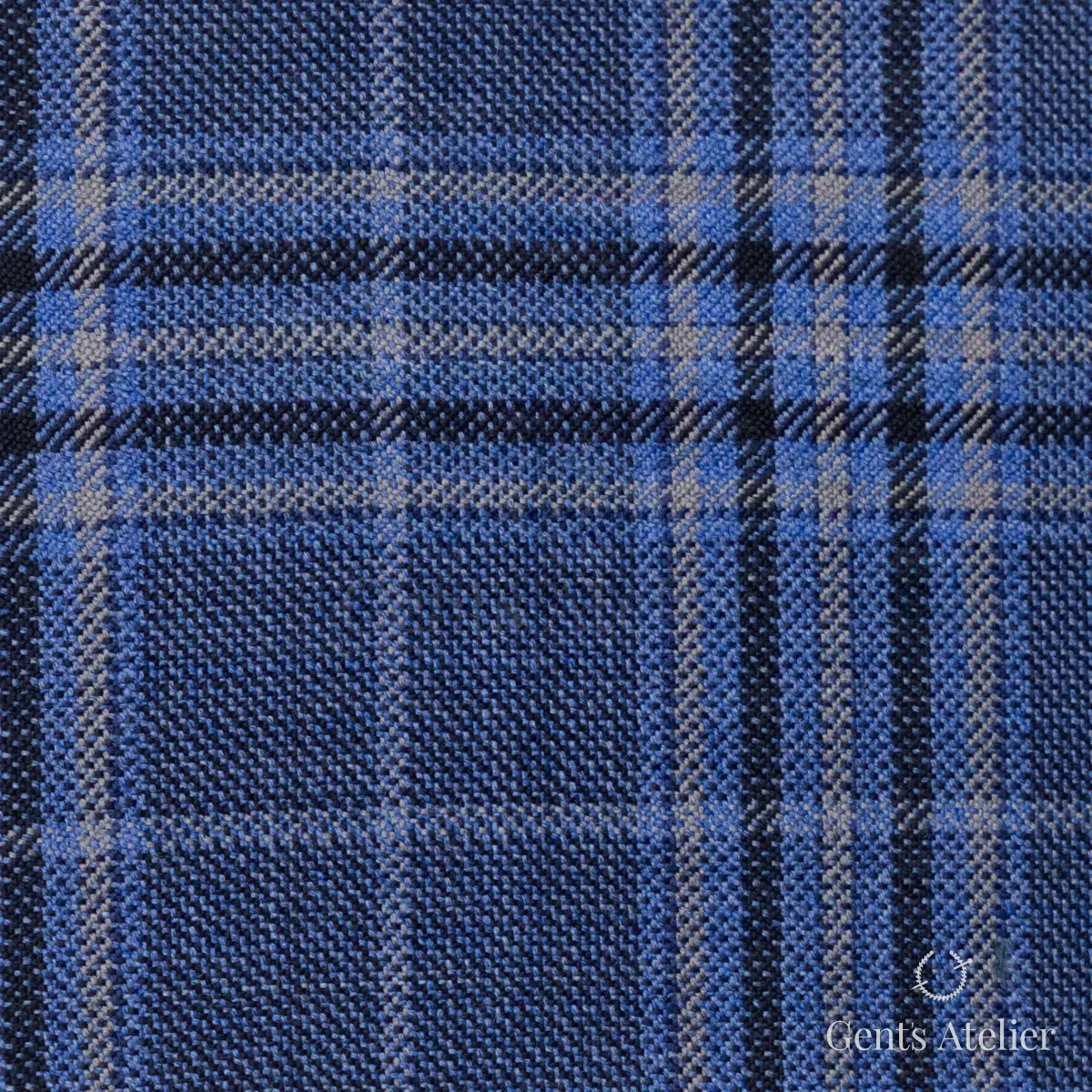 Костюмная ткань Marzoni 600 - 408 / 900 — Синий / Серый, в клетку, 100% шерсть