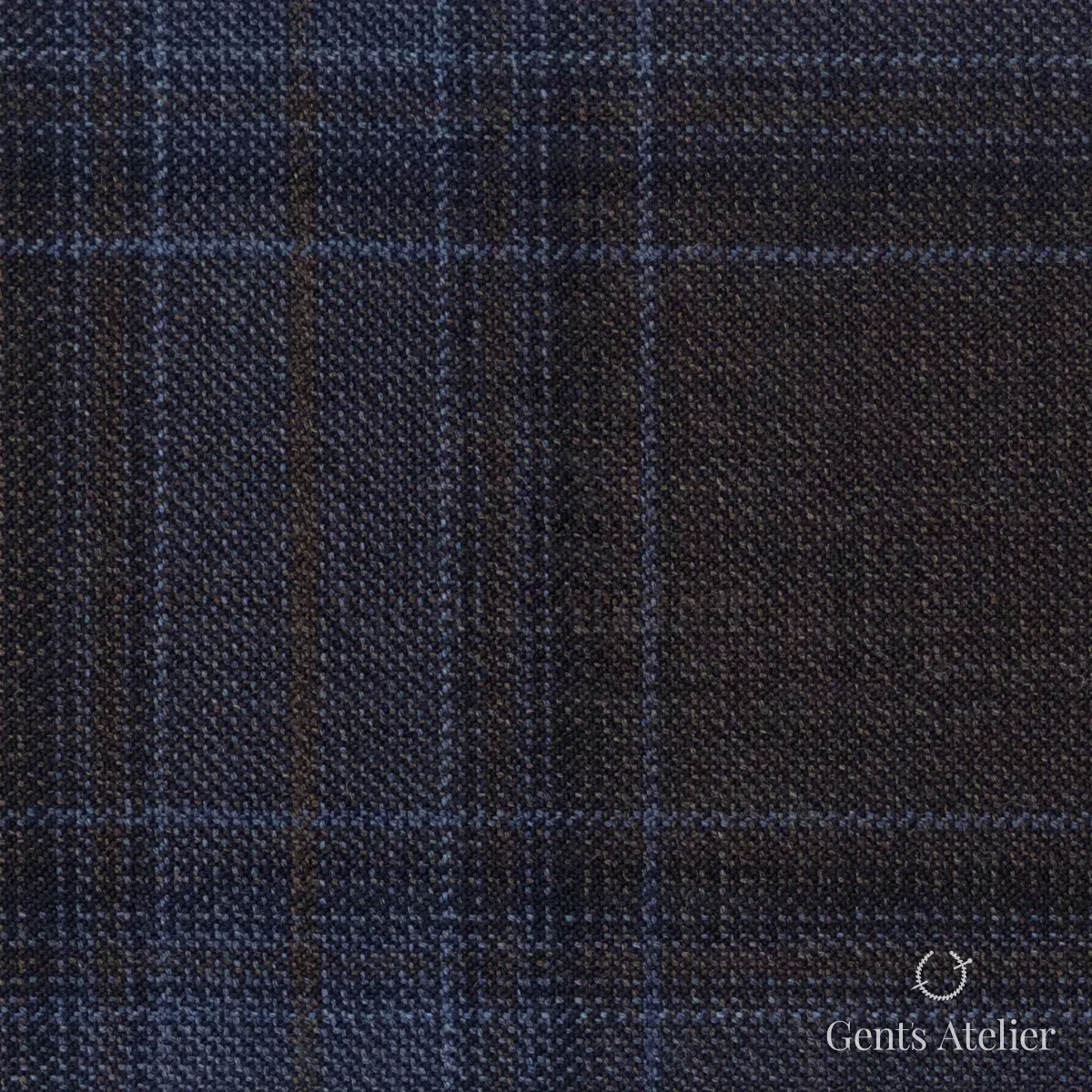 Костюмная ткань Marzoni 600 - 558 / 1000 — Коричневый / Синий, виндоупейн, 100% шерсть