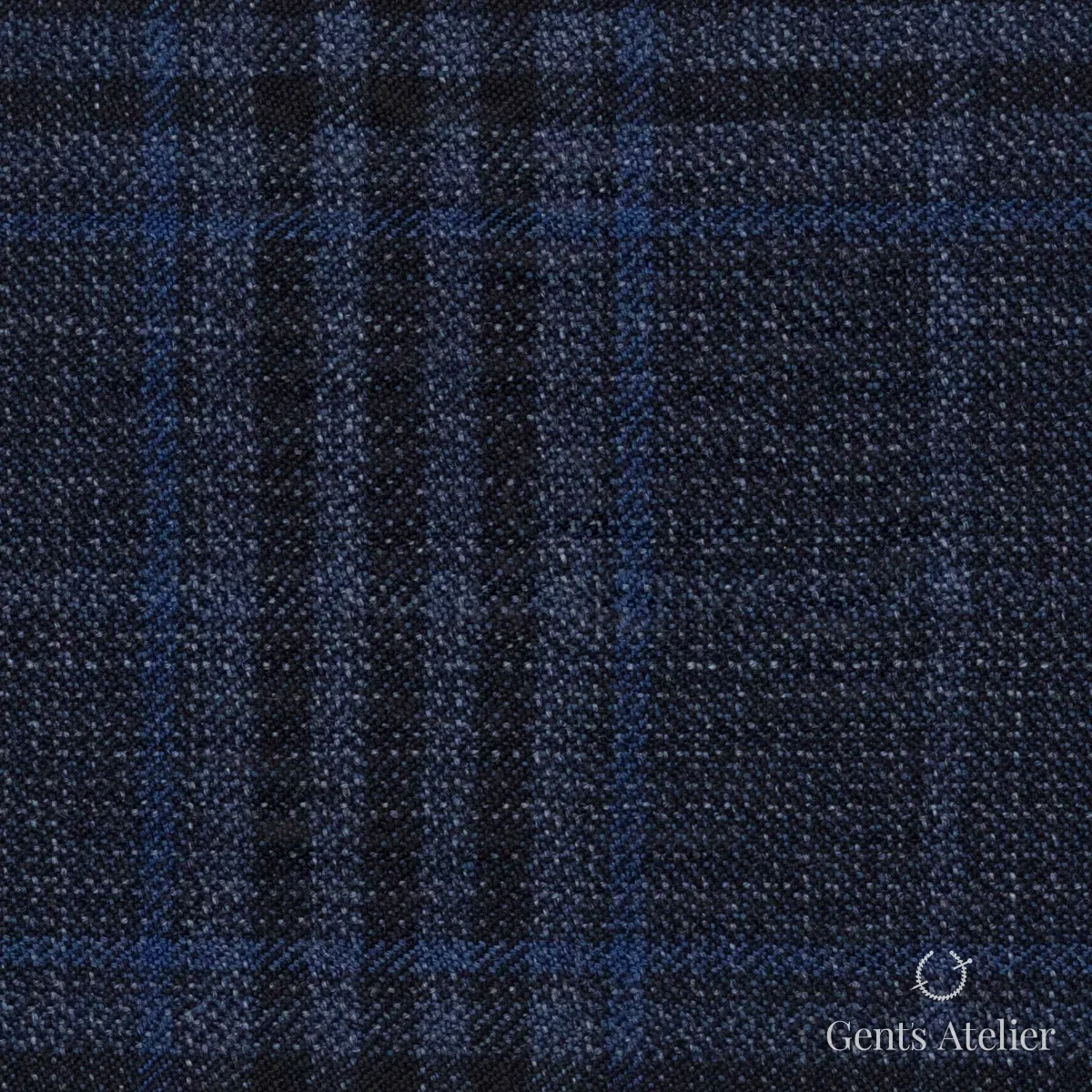 Костюмная ткань Marzoni 600 - 560 / 1000 — Синий / Угольный, виндоупейн, 100% шерсть