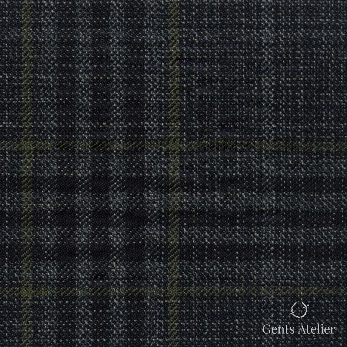 Костюмная ткань Marzoni 600 - 561 / 1000 — Тёмно-серый / Оливковый, ёлочка, 100% шерсть