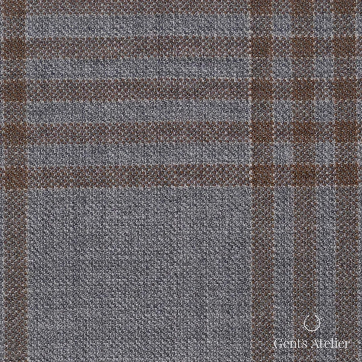 Костюмная ткань Marzoni 600 - 565 / 1000 — Серый / Коричневый, виндоупейн, 100% шерсть