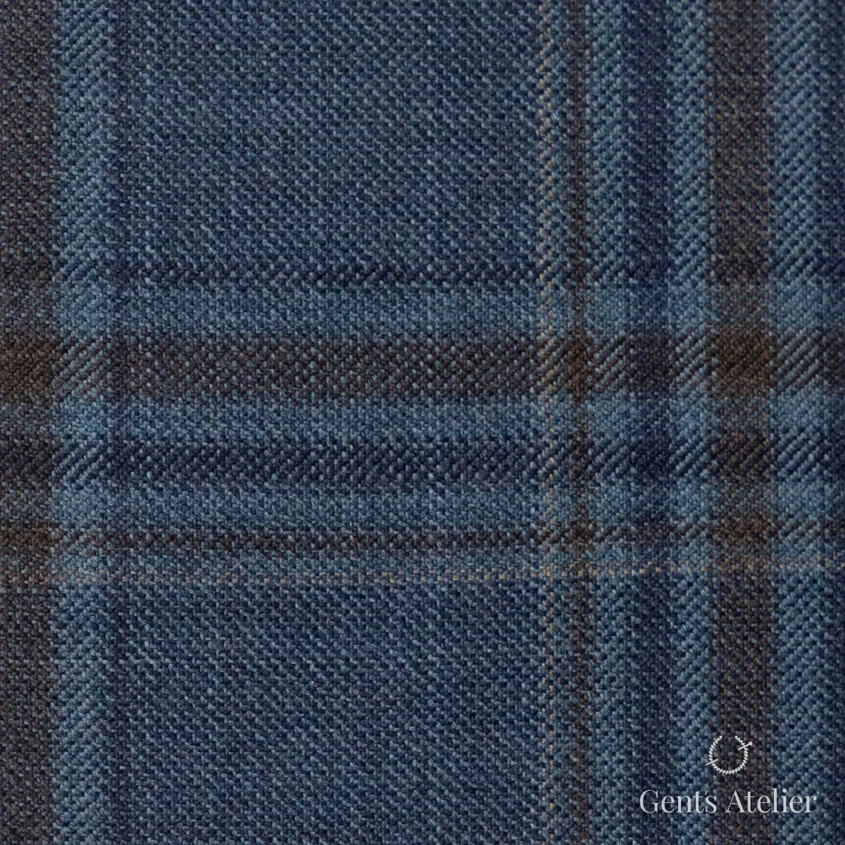 Костюмная ткань Marzoni 600 - 568 / 1000 — Синий / Коричневый, виндоупейн, 100% шерсть