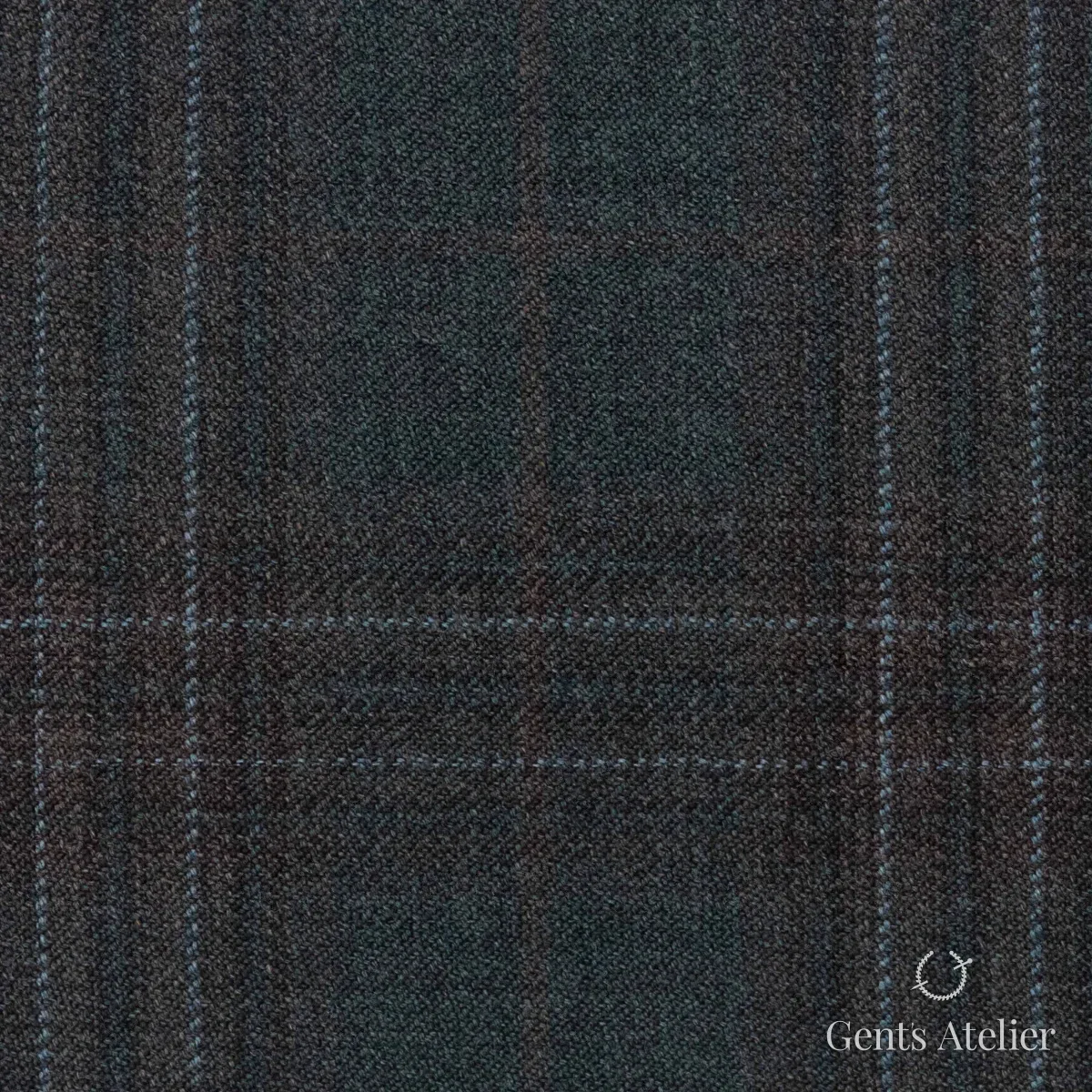 Костюмная ткань Marzoni 600 - 575 / 1000 — Зелёный / Коричневый, виндоупейн, 100% шерсть