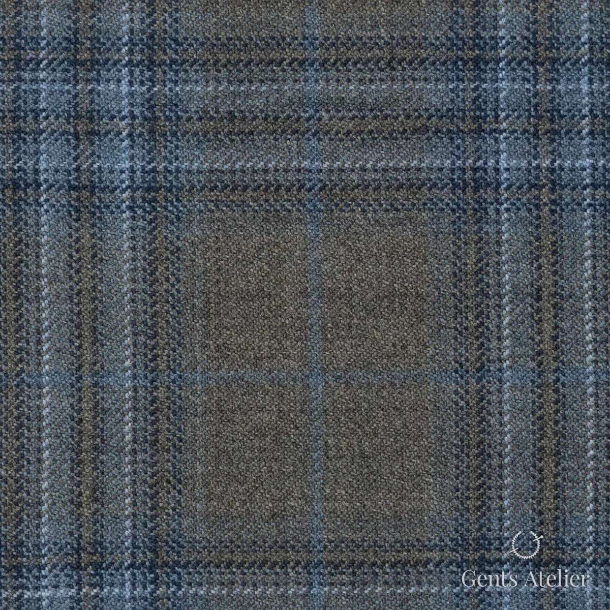 Костюмная ткань Marzoni 600 - 576 / 1000 — Серый / Голубой, виндоупейн, 100% шерсть