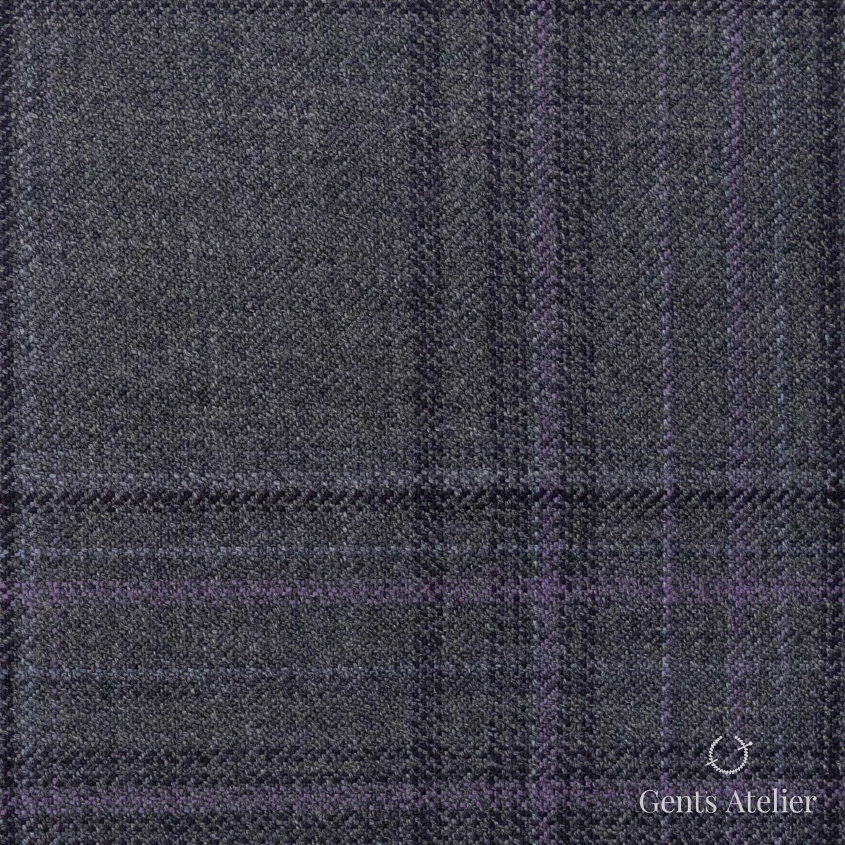 Костюмная ткань Marzoni 600 - 579 / 1000 — Серый / Фиолетовый, виндоупейн, 100% шерсть