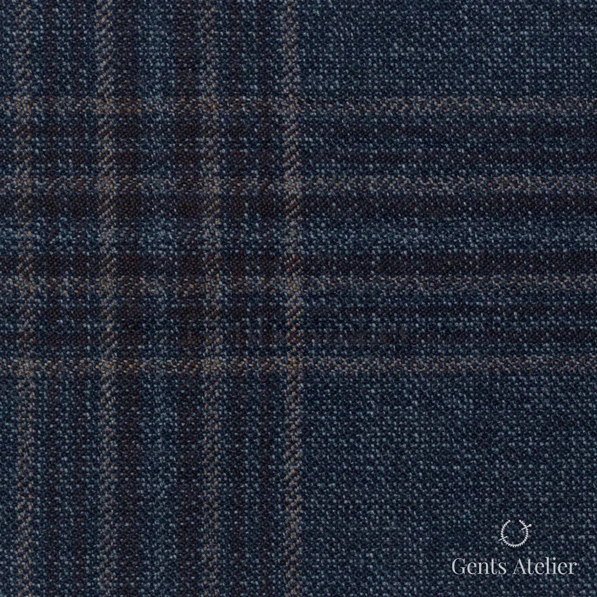 Костюмная ткань Marzoni 600 - 581 / 1000 — Синий / Светло-коричневый, виндоупейн, 100% шерсть
