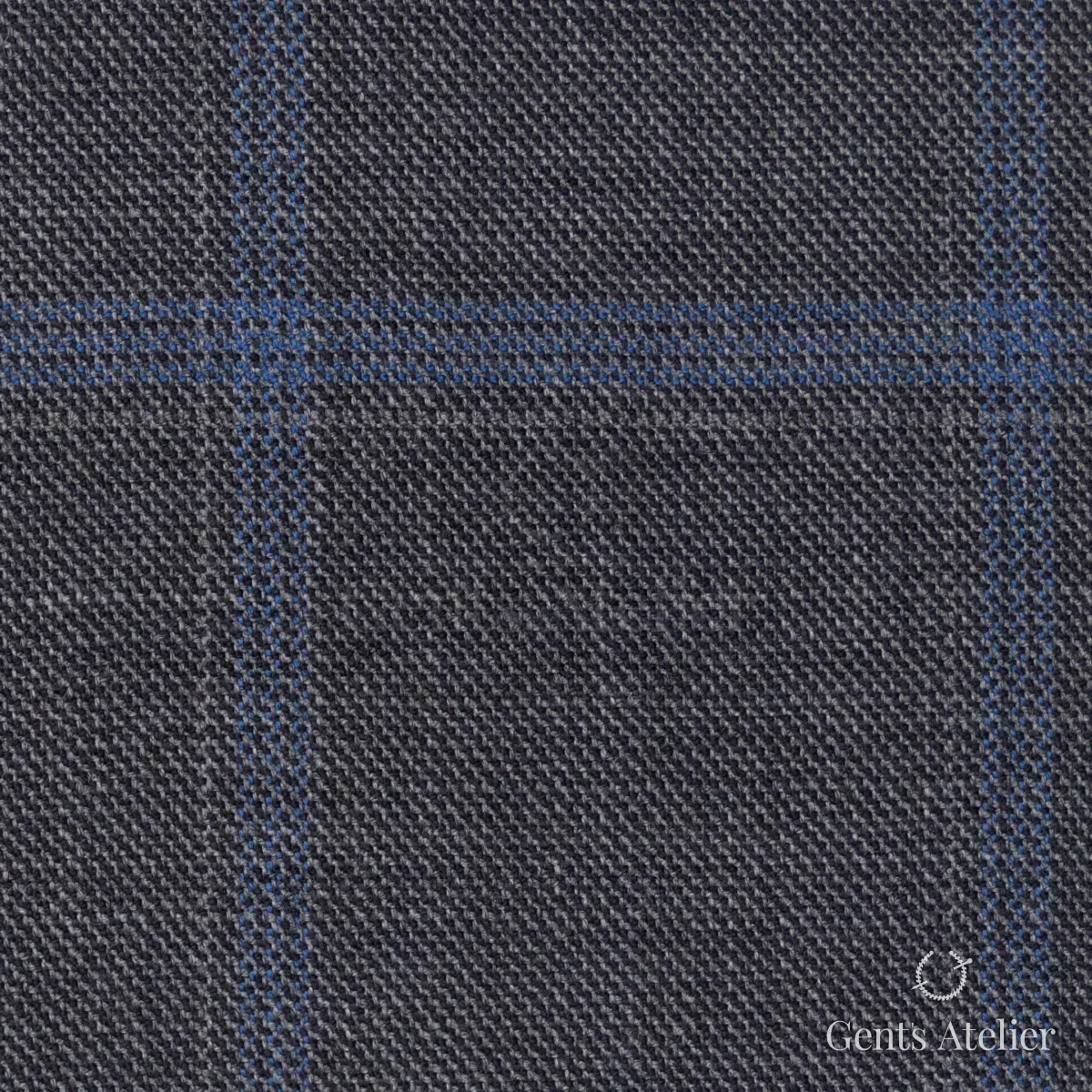 Костюмная ткань Marzoni 600 - 663 / 900 — Графитовый / Синий, виндоупейн, 100% шерсть