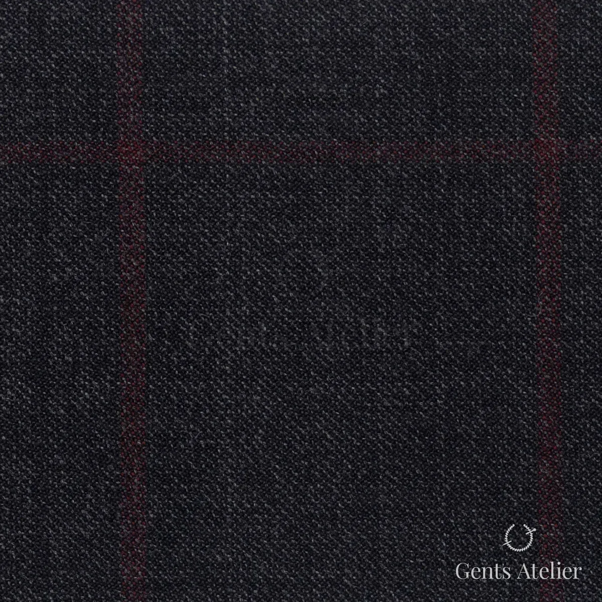 Костюмная ткань Marzoni 621 - 065 / 900 — Угольный / Красный, виндоупейн, 100% шерсть