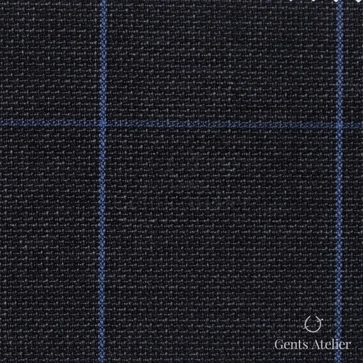 Костюмная ткань Marzoni 621 - 093 / 900 — Серый / Голубой, виндоупейн, 100% шерсть