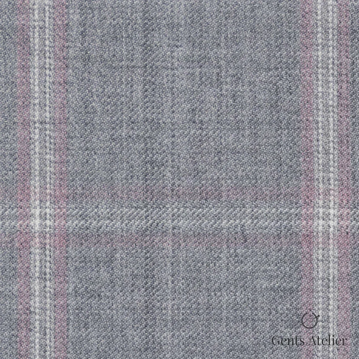 Костюмная ткань Marzoni 621 - 128 / 900 — Серый / Розовый, виндоупейн, 100% шерсть