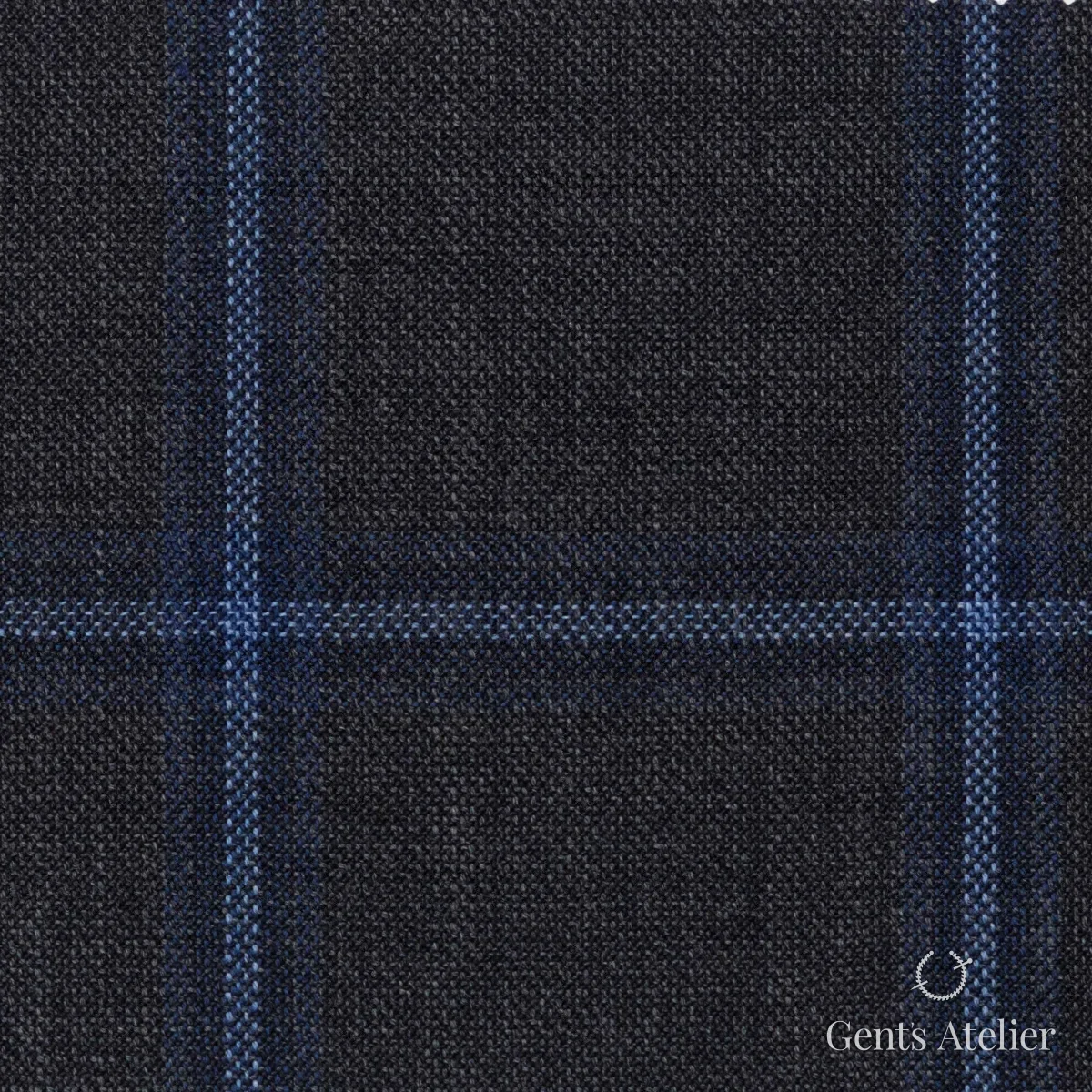 Костюмная ткань Marzoni 651 - 742 / 1200 — Серый / Синий, виндоупейн, 100% шерсть
