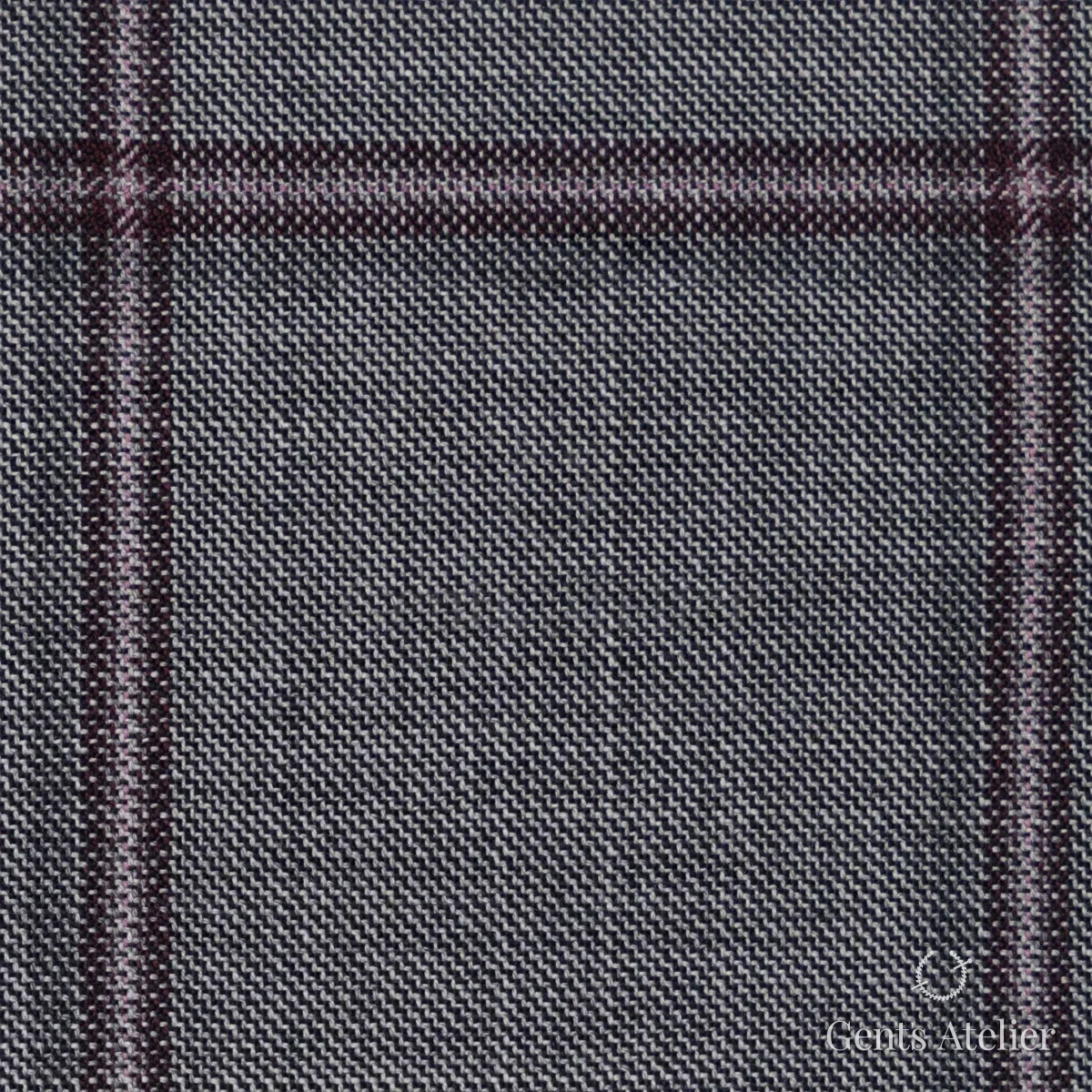 Костюмная ткань Marzoni 651 - 755 / 1200 — Серый / Бордовый, виндоупейн, 100% шерсть