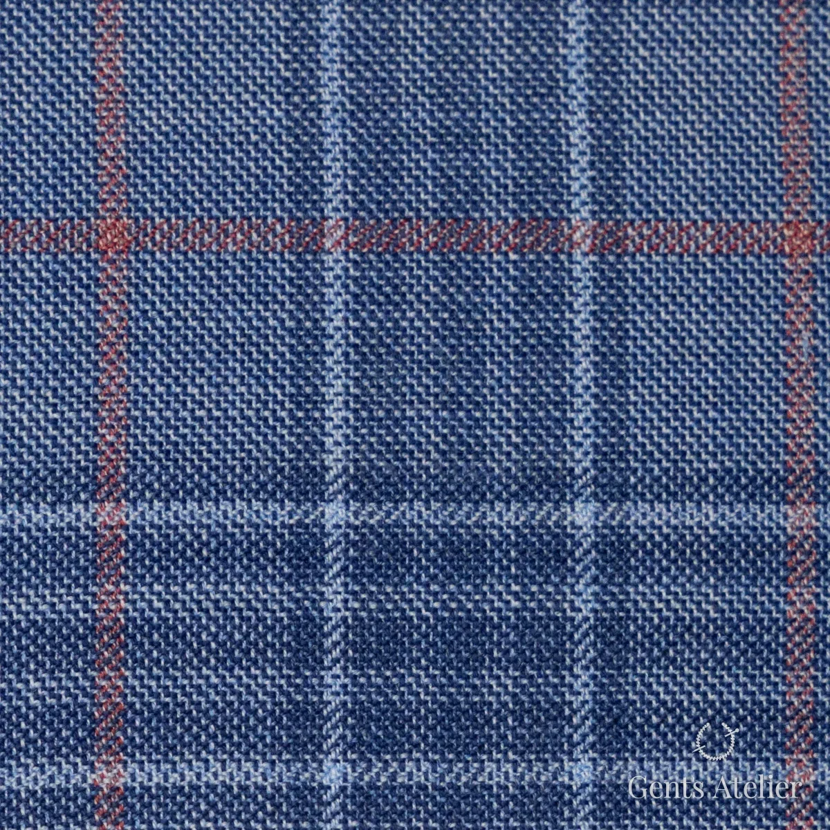 Костюмная ткань Marzoni 651 - 766 / 1200 — Синий / Красный, виндоупейн, 100% шерсть