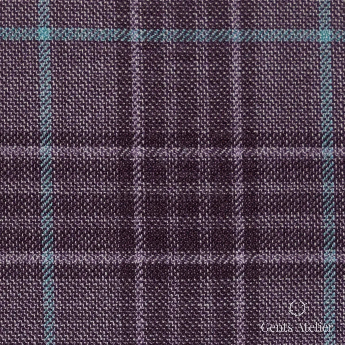 Костюмная ткань Marzoni 651 - 768 / 1200 — Аметистовый / Бирюзовый, виндоупейн, 100% шерсть