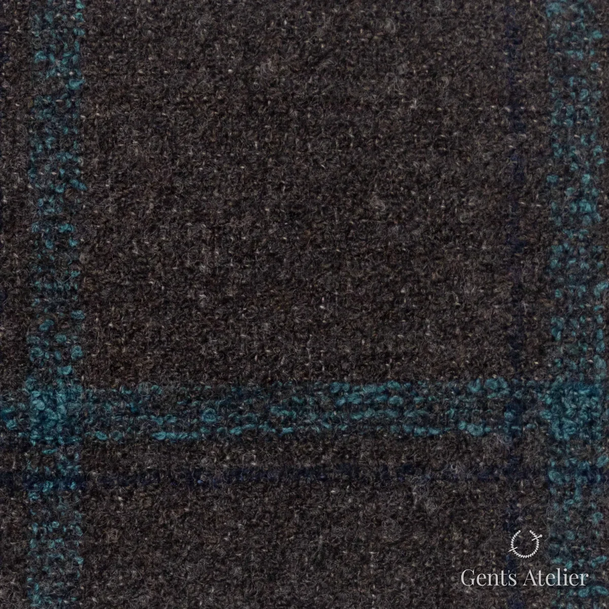 Костюмная ткань Marzoni 641 - 149 / 1000 — Коричневый / Бирюзовый / Тёмно-синий, виндоупейн, 45% шерсть, 41% Cotton, 14% Polyamide
