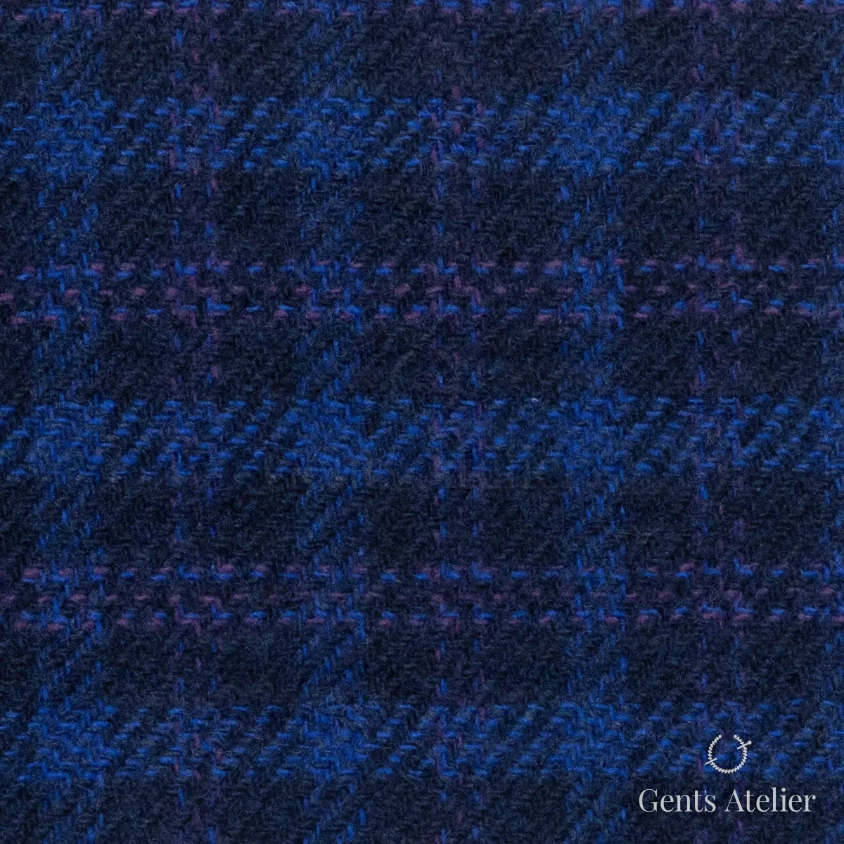 Костюмная ткань Marzoni 651 - 603 / 1200 — Тёмно-синий / Фиолетовый, виндоупейн, 90% шерсть, 10% Cashmere
