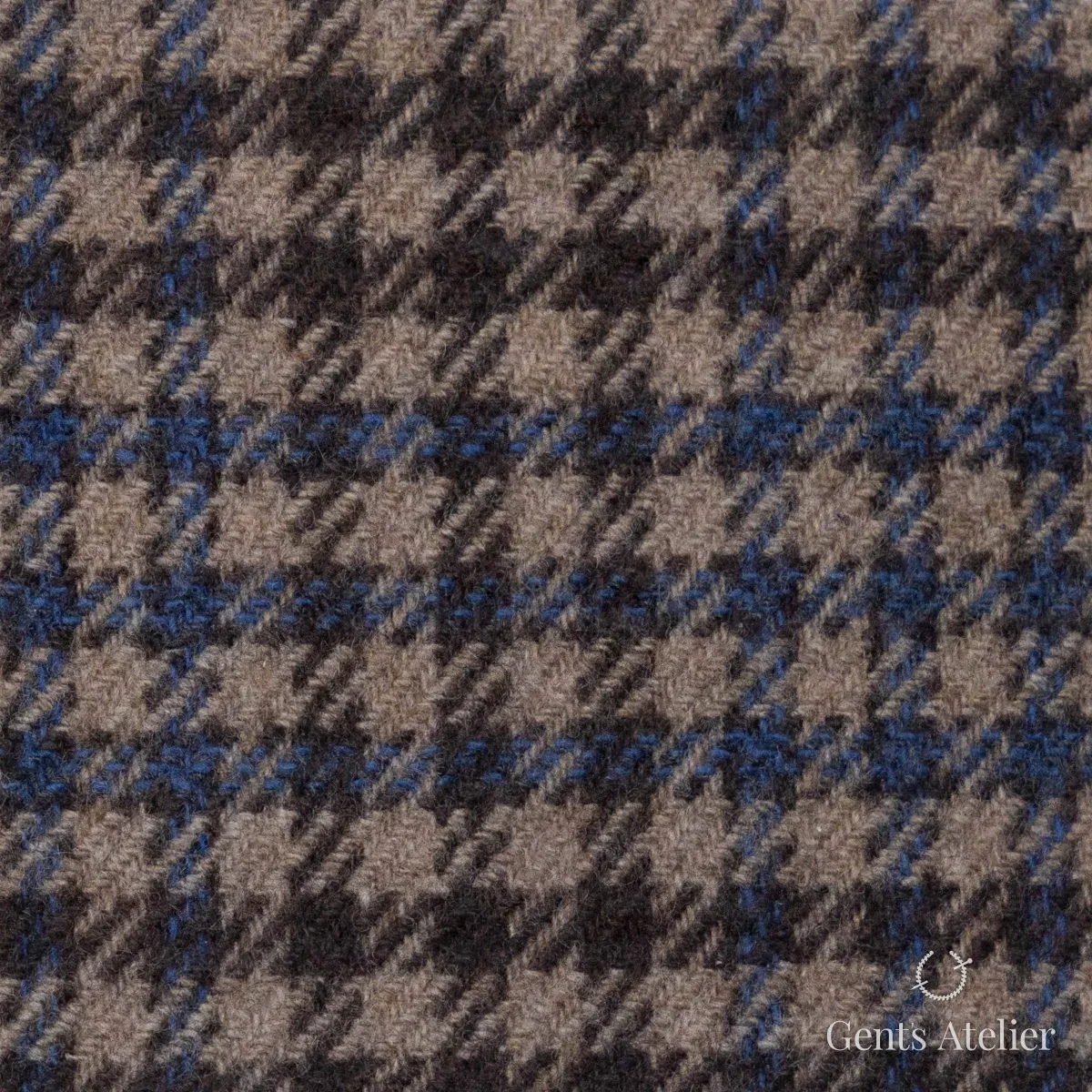 Костюмная ткань Marzoni 651 - 612 / 1200 — Бежевый / Синий, в клетку, 90% шерсть, 10% Cashmere