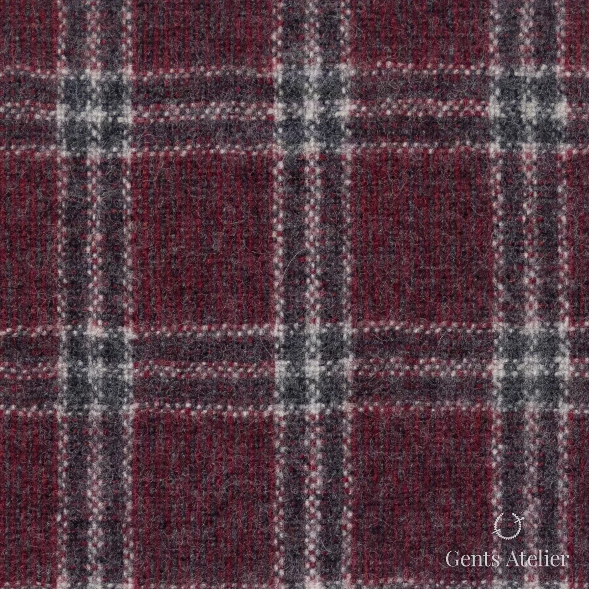 Костюмная ткань Marzoni 651 - 645 / 1200 — Бордовый / Зелёный, в клетку, 100% шерсть