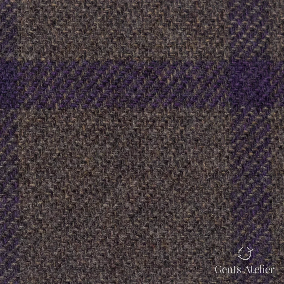 Костюмная ткань Marzoni 651 - 668 / 1200 — Коричневый / Фиолетовый, виндоупейн, 90% шерсть, 10% Cashmere